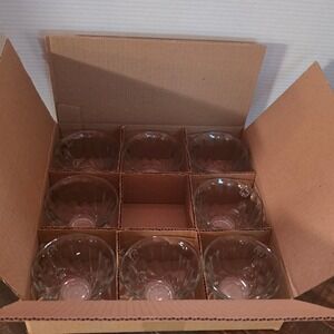 Anchor Hocking Clear Glass Swirl Coffee Tea Cups‎ Set of 8 Ribbed Punch Mugs